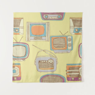 Retro-TV und Radio. nahtloses Muster Wandteppich
