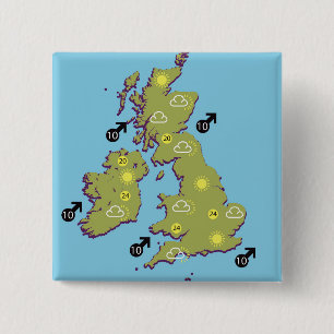 Retro TV Wetter Karte der Britischen Inseln. Button