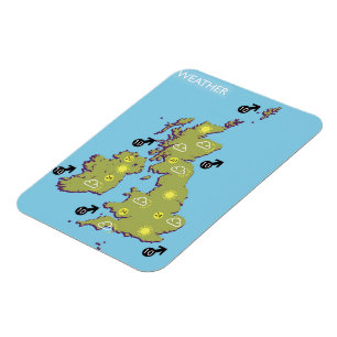 Retro TV Wetter Karte der Britischen Inseln. Magnet