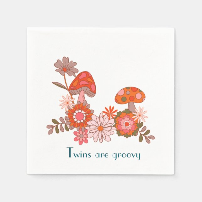 Retro Twins sind Groovy Serviette (Vorderseite)