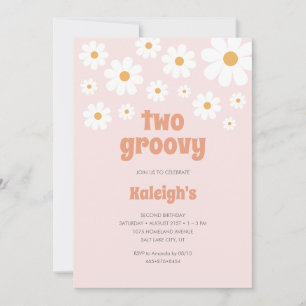 Retro Two Groovy 70er Jahre Art Einladung zum Gebu