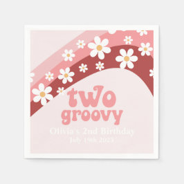 Retro Two Groovy daisy boho floral 2. Geburtstag N Serviette