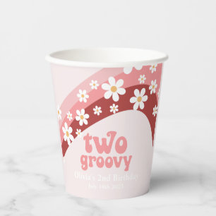 Retro Two Groovy Gänseblümchen Boho Blumen 2. Gebu Pappbecher
