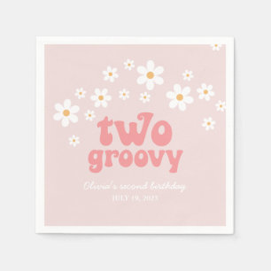 Retro Two Groovy Gänseblümchen Boho Blumen zweiter Serviette