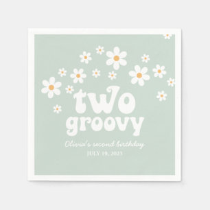Retro Two Groovy Gänseblümchen Boho Blumen zweiter Serviette