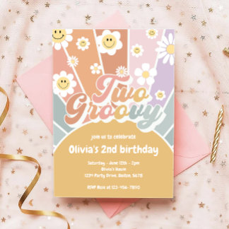 Retro Two Groovy Sunshine Daisy Boho Einladung