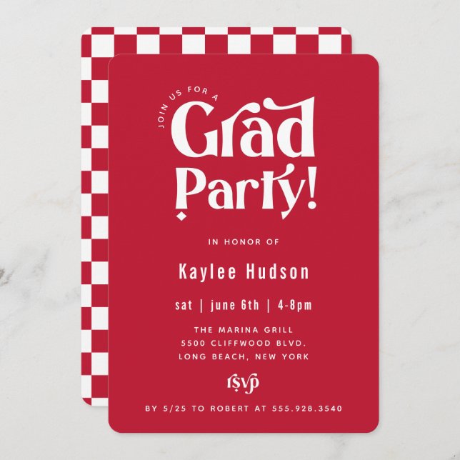 Retro Type Graduation Party Invitation (Devant / Derrière)