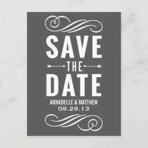 Retro-Typografie 2 Save-the-Date-Postkarte Ankündigungspostkarte
