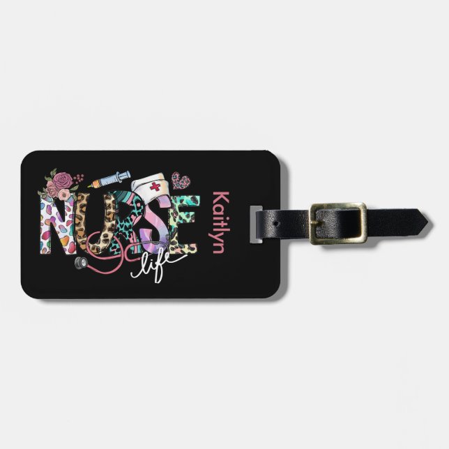 Retro-Typografie der Krankenversicherung Niedlich Gepäckanhänger (Vorderseite horizontal)