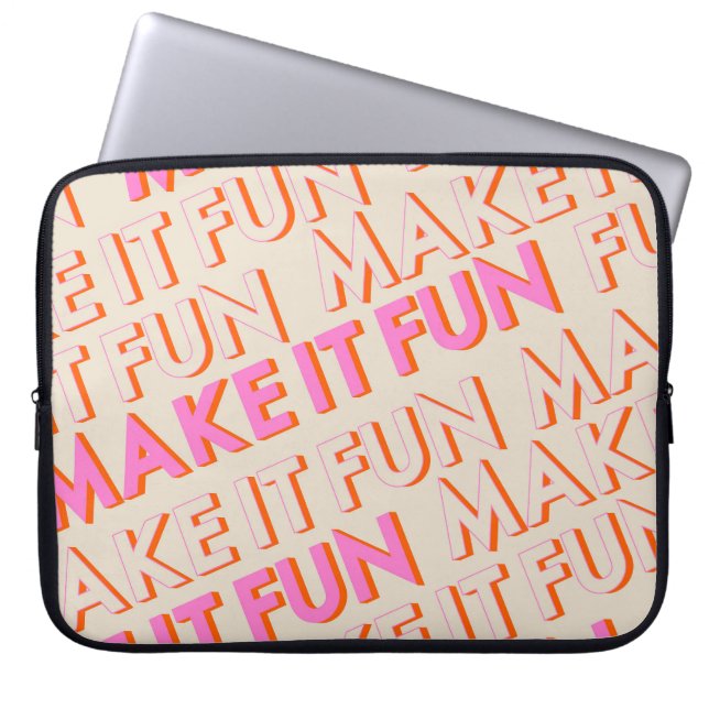 Retro Typografie, diagonal, 'Make It Fun'. Laptopschutzhülle (Vorderseite)