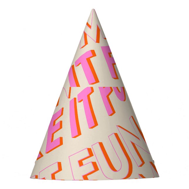 Retro Typografie, diagonal, 'Make It Fun'. Partyhütchen (Vorderseite)