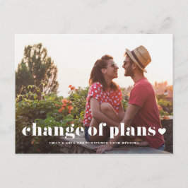 Retro Typografie Foto Änderung der Pläne Hochzeit Ankündigungspostkarte