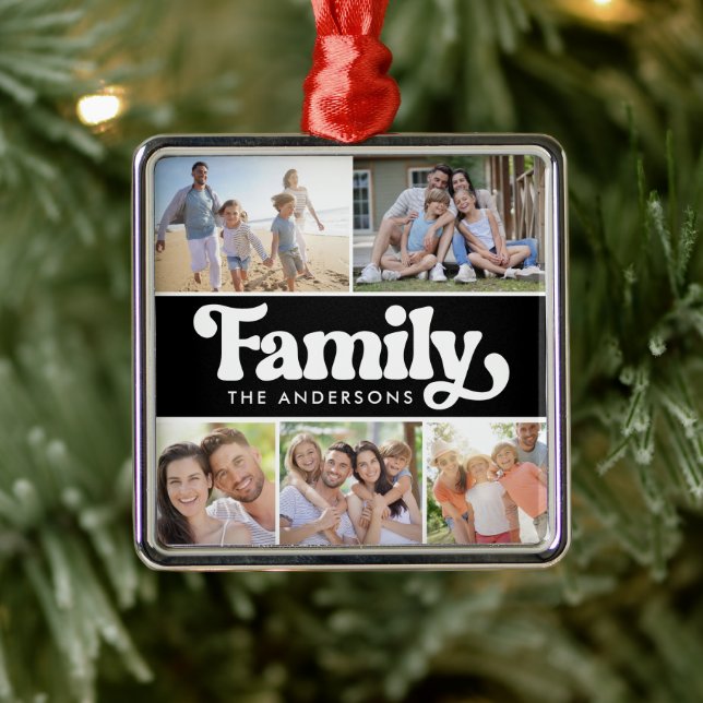 Retro Typografie FotoCollage Ornament Aus Metall (Baum)