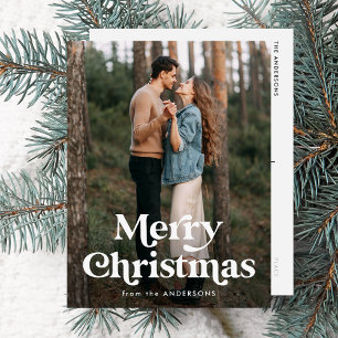 Retro-Typografie Frohe Weihnachten Foto-Postkarte