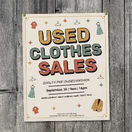 Retro-Typografie - Gebrauchtwarenverkauf von Kleid Flyer