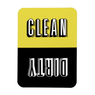 Retro-Typografie-Geschirrspüler in Gelb und Schwar Magnet