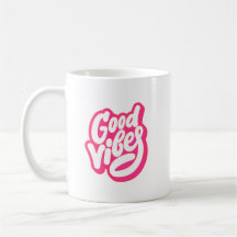 Retro-Typografie-Kaffeetasse mit guten Vibes