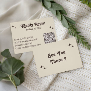 Retro-Typografie Minimalistische QR-Code-Hochzeit RSVP Karte