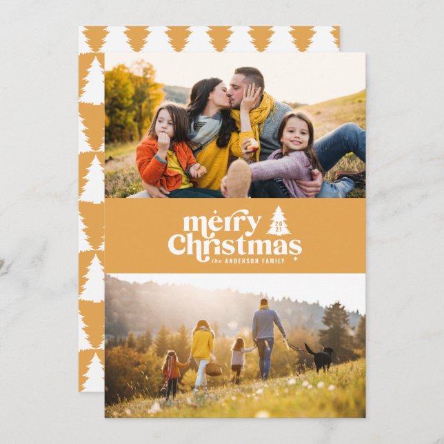 Retro Typografie modern 1 Foto Weihnachten (Vorne/Hinten)