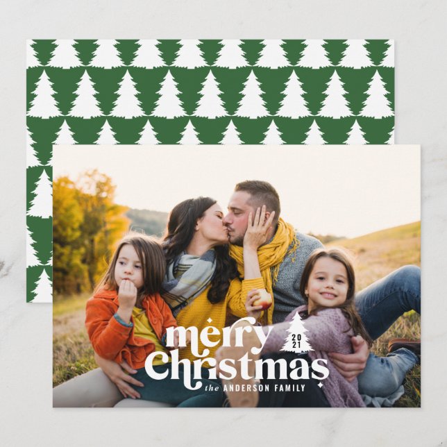 Retro Typografie modern 1 Foto Weihnachten (Vorne/Hinten)