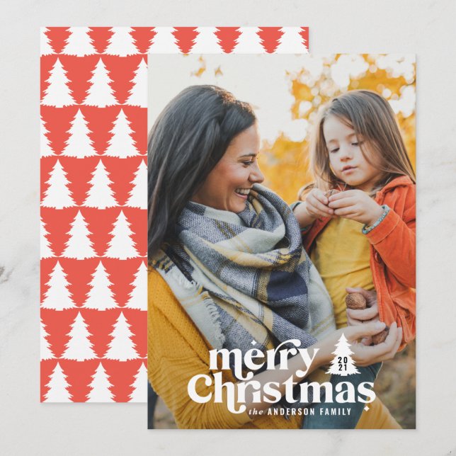Retro Typografie modern 1 Foto Weihnachten (Vorne/Hinten)