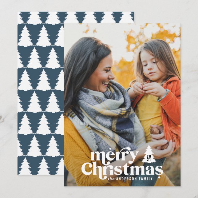 Retro Typografie modern 1 Foto Weihnachten (Vorne/Hinten)