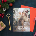 Retro Typografie Moderne Foto Ferienkarte Feiertagskarte<br><div class="desc">Retro Typografie moderne Foto Weihnachten. Text- und Hintergrundfarben können angepasst werden. Teil einer Sammlung</div>