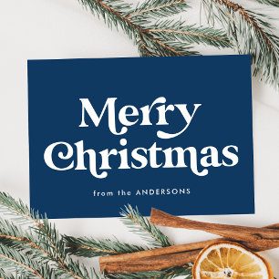 Retro-Typografie Navy Frohe Weihnachten Nicht-Foto