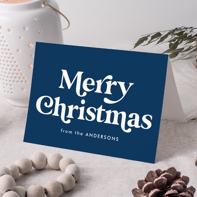 Retro Typografie Navy Frohe Weihnachten Non-Foto (Von Creator hochgeladen)