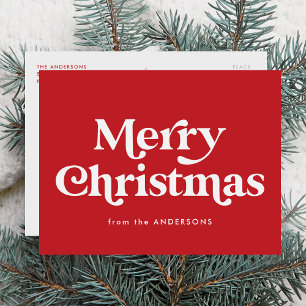 Retro Typografie Red Merry Weihnachten Non-Foto