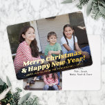 Retro Typografie Weihnachten & Neue Jahre 2 Foto Folien Feiertagskarte<br><div class="desc">Senden Sie stilvolle fröhliche Grüße und teilen Sie zwei Ihrer Lieblingsfotos mit schicken Retro-Foto Gold-Folie-Urlaubskarten. Der gesamte Text auf dieser Vorlage ist einfach zu personalisieren und enthält alle möglichen Formulierungen, wie z. B. Frohe Weihnachten, glückliche Feiertage, Frohe Festtage, Neujahrsjubiläen usw. (IMAGE PLACEMENT TIP: Eine einfache Möglichkeit, ein Foto genau so...</div>