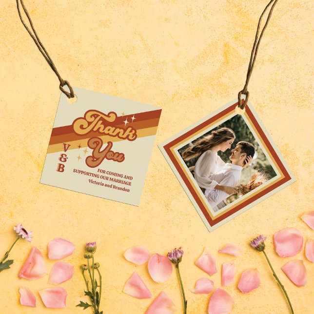 Retro Typografy Summer Sun Wedding Danke Geschenkanhänger (Von Creator hochgeladen)