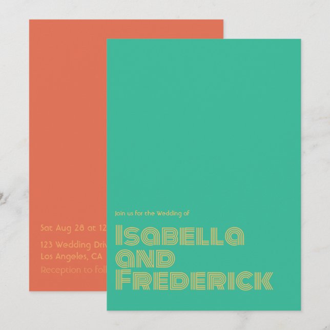 Retro Typografy Wedding Einladung (Vorne/Hinten)