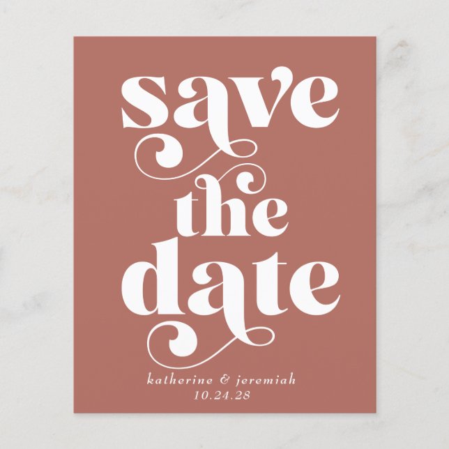 Retro Typografy Wedding Save the Date (Vorderseite)