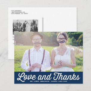RETRO-TYPOGRAPHIE   NAVY WEDING DANK IHNEN POSTCAR POSTKARTE