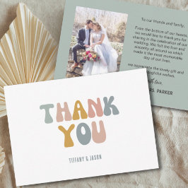 Retro Typography 1 Photo Modern Wedding Thank You Dankeskarte