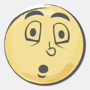 Retro überraschtes Emoji Runder Aufkleber