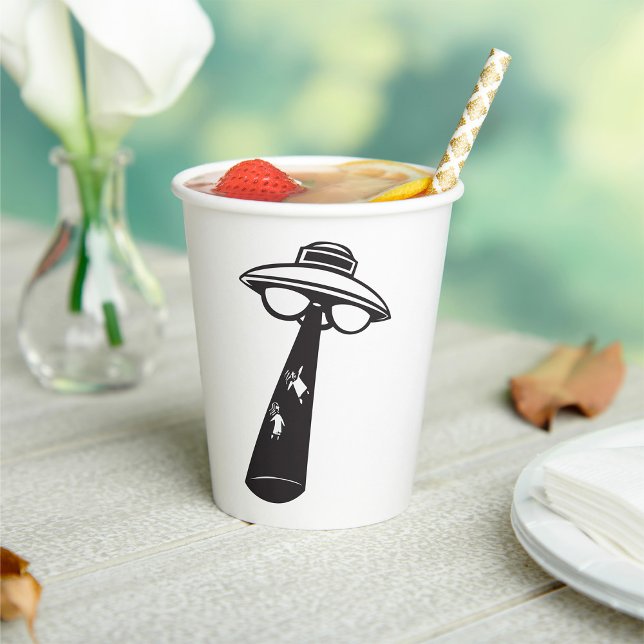 Retro UFO Abduction Graphic Alien SciFi Pappbecher (Von Creator hochgeladen)
