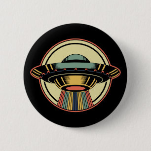 Retro UFO Alien Button