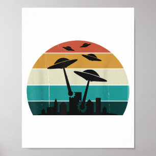 Retro UFO Attack Sunset - Cooler Vintager Flying S Poster