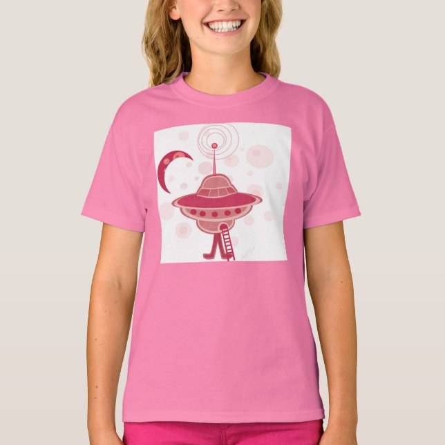 Retro UFO Girl T-Shirt (Vorderseite)