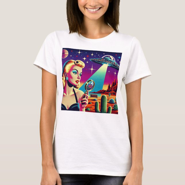 Retro UFO Pin-Up T-Shirt (Vorderseite)