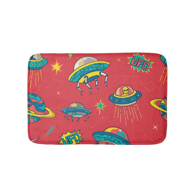 Retro UFO Space Invaders Badematte (Vorderseite)