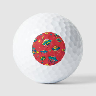 Retro UFO Space Invaders Golfball