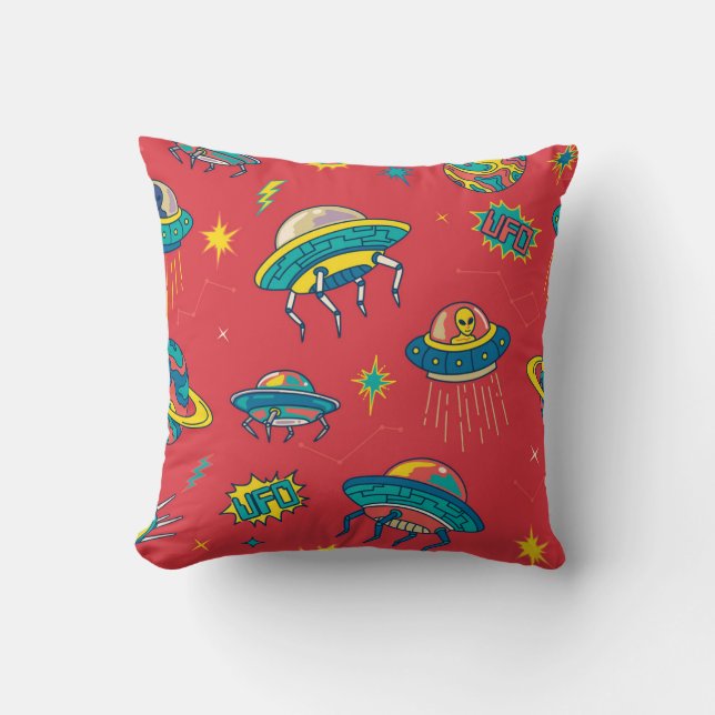 Retro UFO Space Invaders Kissen (Vorderseite)
