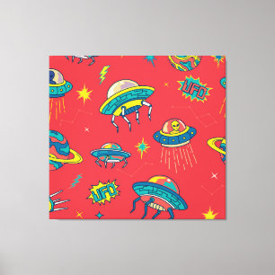 Retro UFO Space Invaders Leinwanddruck