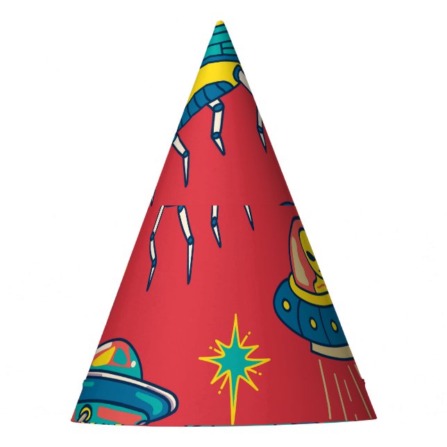 Retro UFO Space Invaders Partyhütchen (Vorderseite)