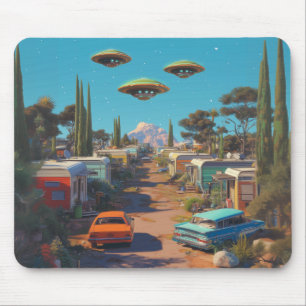 Retro UFO Trailer Park Mousepad