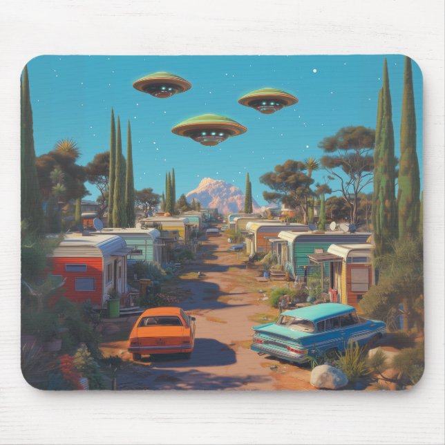 Retro UFO Trailer Park Mousepad (Vorne)