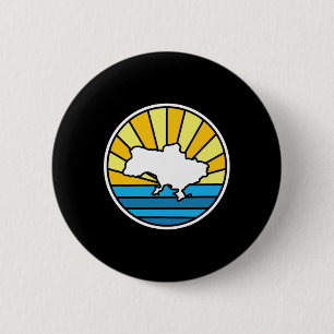 Retro Ukraine Sonnenuntergang 70er Buntglas Design Button